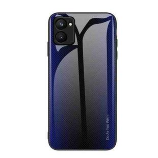 For Realme C33 Texture Gradient Glass TPU Phone Case(Dark Blue)