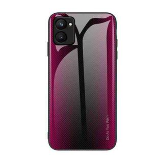 For Realme C33 Texture Gradient Glass TPU Phone Case(Rose Red)