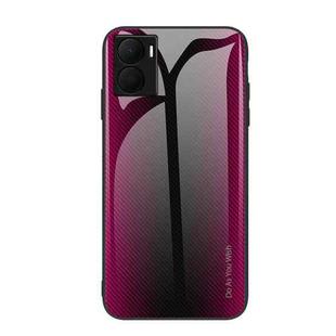 For Honor Play 40 Plus Texture Gradient Glass TPU Phone Case(Rose Red)