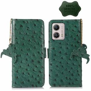 For Motorola Moto G53 5G / G13 / G23 Ostrich Pattern Genuine Leather RFID Phone Case(Green)
