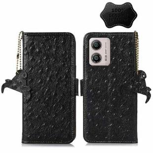 For Motorola Moto G53 5G / G13 / G23 Ostrich Pattern Genuine Leather RFID Phone Case(Black)