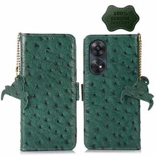 For OPPO Reno8 T 4G Ostrich Pattern Genuine Leather RFID Phone Case(Green)