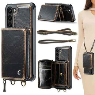 For Samsung Galaxy S23+ 5G JEEHOOD C22 Series Zipper Wallet Leather Phone Case with Dual Lanyard(Coffee)
