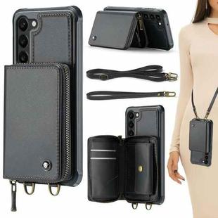 For Samsung Galaxy S23+ 5G JEEHOOD C22 Series Zipper Wallet Leather Phone Case with Dual Lanyard(Black)