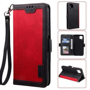 For Huawei P40 Lite Retro Splicing Horizontal Flip Leather Case with Card Slots & Holder & Wallet(Red)