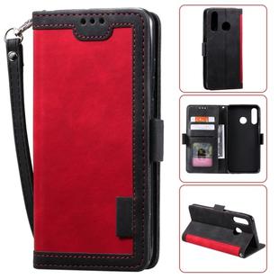 For Huawei Y6(2019) Retro Splicing Horizontal Flip Leather Case with Card Slots & Holder & Wallet(Red)