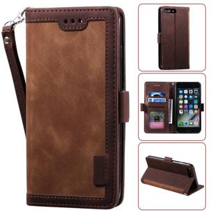 For iPhone 7 Plus / 8 Plus Retro Splicing Horizontal Flip Leather Case with Card Slots & Holder & Wallet(Brown)