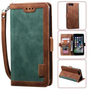 For iPhone 7 Plus / 8 Plus Retro Splicing Horizontal Flip Leather Case with Card Slots & Holder & Wallet(Green)
