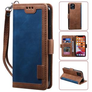 For iPhone 11 Pro Max Retro Splicing Horizontal Flip Leather Case with Card Slots & Holder & Wallet(Blue)