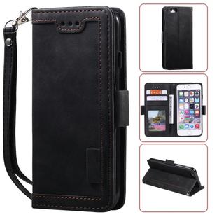 For iPhone 6 Retro Splicing Horizontal Flip Leather Case with Card Slots & Holder & Wallet(Black)