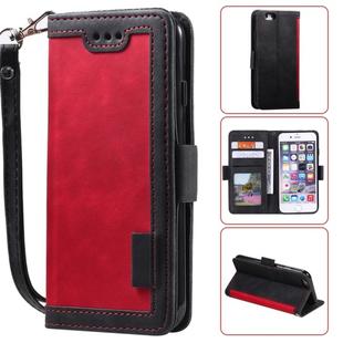 For iPhone SE 2022 / SE 2020 / 8 / 7 Retro Splicing Horizontal Flip Leather Case with Card Slots & Holder & Wallet(Red)