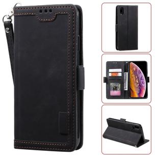 For iPhone XR Retro Splicing Horizontal Flip Leather Case with Card Slots & Holder & Wallet(Black)