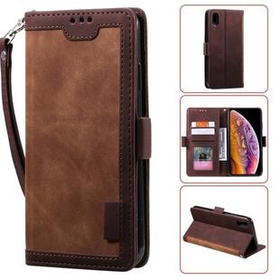 For iPhone XR Retro Splicing Horizontal Flip Leather Case with Card Slots & Holder & Wallet(Brown)