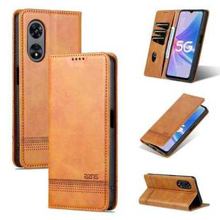 For OPPO A58 5G / A58X / A78 AZNS Magnetic Calf Texture Flip Leather Phone Case(Light Brown)