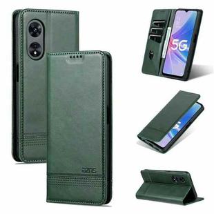 For OPPO A58 5G / A58X / A78 AZNS Magnetic Calf Texture Flip Leather Phone Case(Dark Green)