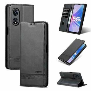 For OPPO A58 5G / A58X / A78 AZNS Magnetic Calf Texture Flip Leather Phone Case(Black)