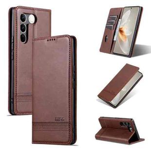For vivo S16 / S16 Pro AZNS Magnetic Calf Texture Flip Leather Phone Case(Dark Brown)