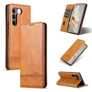 For vivo S16 / S16 Pro AZNS Magnetic Calf Texture Flip Leather Phone Case(Light Brown)
