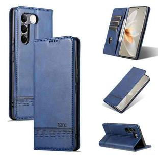 For vivo S16 / S16 Pro AZNS Magnetic Calf Texture Flip Leather Phone Case(Dark Blue)