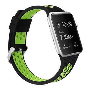 For Apple Watch Series 7 41mm / 6 & SE & 5 & 4 40mm / 3 & 2 & 1 38mm Two-tone Silicone Sports Watch Band(Black Green)