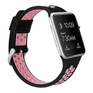 For Apple Watch Series 8&7 41mm / SE 2&6&SE&5&4 40mm / 3&2&1 38mm Two-tone Silicone Sports Watch Band(Black Pink)