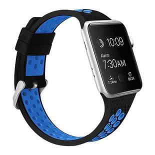 For Apple Watch Ultra 49mm / Series 8&7 45mm / SE 2&6&SE&5&4 44mm / 3&2&1 42mm Two-tone Silicone Sports Watch Band(Black Blue)