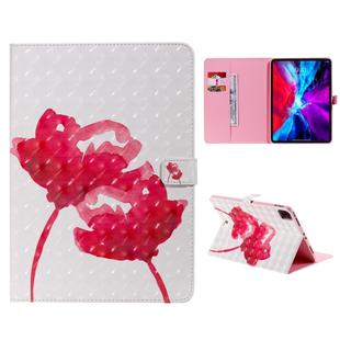 For iPad Pro 11 (2020) 3D Colored Drawing Horizontal Flip Leather Tablet Case with Holder & Card Slot & Wallet(Red Rose)