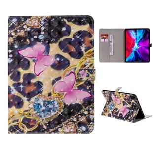 For iPad Pro 11 (2020) 3D Colored Drawing Horizontal Flip Leather Tablet Case with Holder & Card Slot & Wallet(Pink Butterfly)