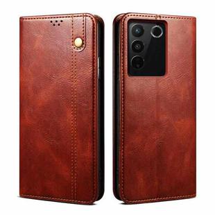 For vivo S16 Pro / S16 Oil Wax Crazy Horse Texture Leather Phone Case(Brown)