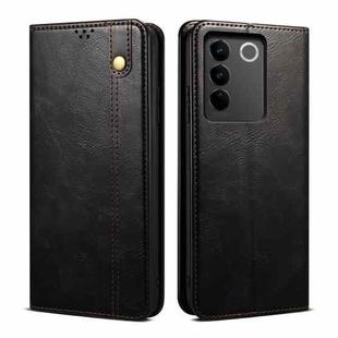 For vivo V27 Oil Wax Crazy Horse Texture Leather Phone Case(Black)