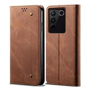 For vivo S16e Denim Texture Leather Phone Case(Brown)