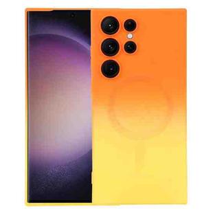For Samsung Galaxy S23 Ultra 5G Liquid TPU Silicone Gradient MagSafe Phone Case(Orange Yellow)