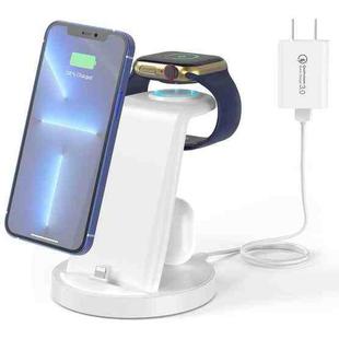 For iPhone / AirPods / Apple Watch Series W-04 4 in 1 Wireless Charger Bracket, US Plug(White)