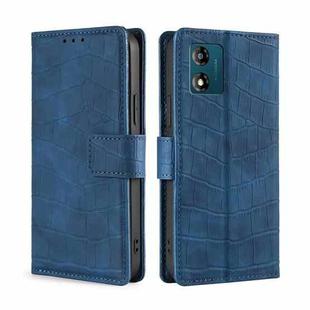 For Motorola Moto E13 4G Skin Feel Crocodile Magnetic Clasp Leather Phone Case(Blue)