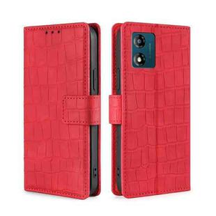 For Motorola Moto E13 4G Skin Feel Crocodile Magnetic Clasp Leather Phone Case(Red)