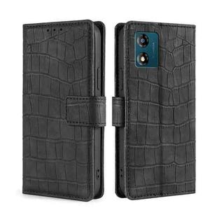 For Motorola Moto E13 4G Skin Feel Crocodile Magnetic Clasp Leather Phone Case(Black)