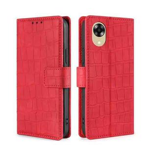 For OPPO A17k Skin Feel Crocodile Magnetic Clasp Leather Phone Case(Red)
