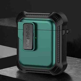 For AirPods 1 / 2 Signal Flag Wireless Earphones Case with Security Lock(Green)