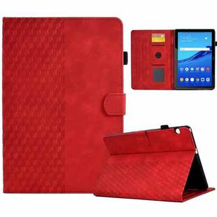 For Huawei MatePad T5 10.0 Rhombus Embossed Leather Smart Tablet Case(Red)