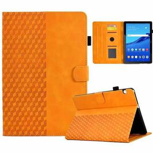 For Huawei MatePad T5 10.0 Rhombus Embossed Leather Smart Tablet Case(Khaki)