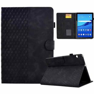 For Huawei MatePad T5 10.0 Rhombus Embossed Leather Smart Tablet Case(Black)