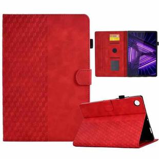 For Lenovo Tab M10 / M10 Plus FHD X606F Rhombus Embossed Leather Smart Tablet Case(Red)