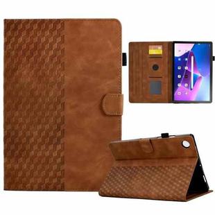 For Lenovo Tab M10 Plus Gen 3 Rhombus Embossed Leather Smart Tablet Case(Brown)