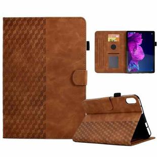 For Lenovo Tab P11 / J606F Rhombus Embossed Leather Smart Tablet Case(Brown)