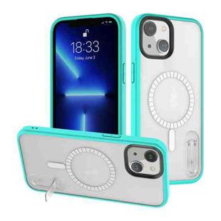 For iPhone 14 Terminator MagSafe Magnetic Holder Phone Case(Transparent Cyan-blue)