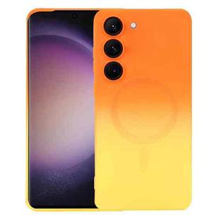 For Samsung Galaxy S23 5G Liquid TPU Silicone Gradient MagSafe Phone Case(Orange Yellow)