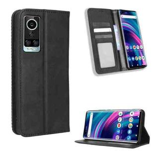 For BLU Bold N2 Magnetic Buckle Retro Texture Leather Phone Case(Black)