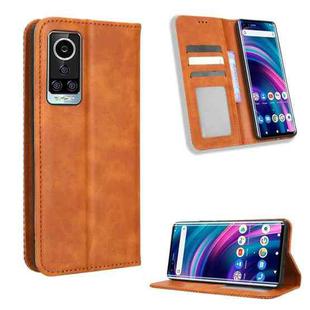 For BLU Bold N2 Magnetic Buckle Retro Texture Leather Phone Case(Brown)