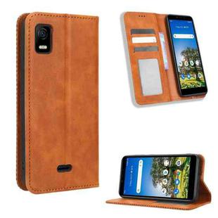 For AT&T Calypso 3 U328AA Magnetic Buckle Retro Texture Leather Phone Case(Brown)