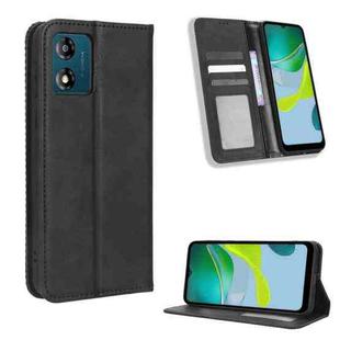 For Motorola Moto E13 4G Magnetic Buckle Retro Texture Leather Phone Case(Black)